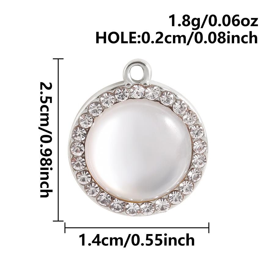 3pcs Gold/Silver Color PVD Metal Charms White Shell Stainless Steel Pendants For Jewelry Making Supplies Rhinestone DIY Pendant