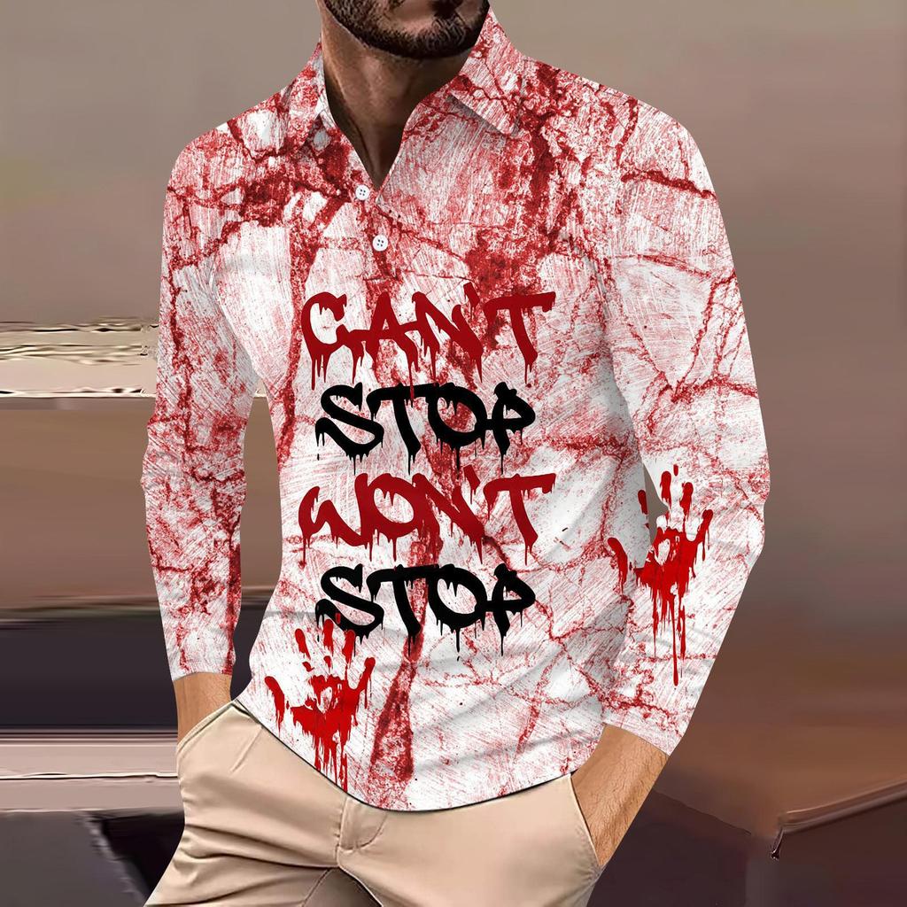 Herren Abstrakt 3D-bedrucktes Lässiges Alltags Langarm Button-Down POLO