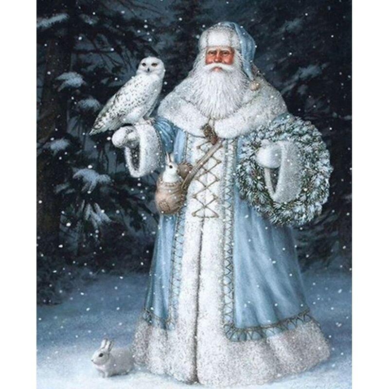 5D Full Drill Round Diamond Painting Santa Claus Picture Of Rhinestone Embroidery Diamond Mosaic Portrait Home Decoration