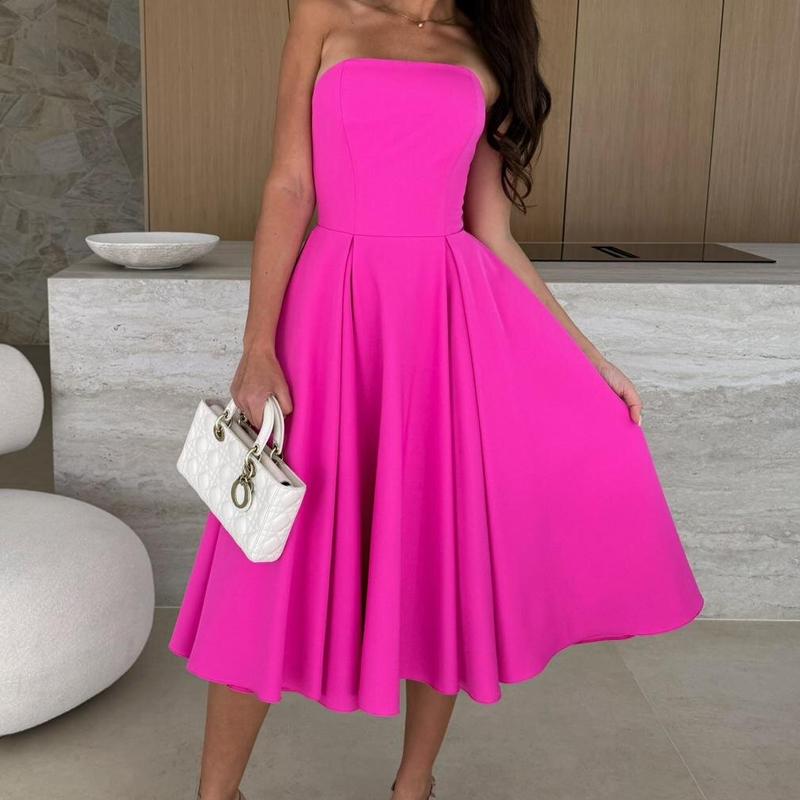 

Большое количество точечных новых летних женских платьев без рукавов с открытой грудью, темпераментных и щедрых, 8030 M розы красного