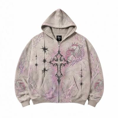 Jugend Trendy 3D Digitaldruck Kapuzen-Reißverschluss-Sweatshirt Teens Herbst Freizeitkleidung