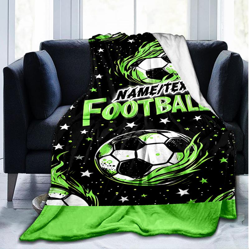1PC Custom Name Football Stars" outdooor Flannel blankets Throw Blanket All-Season Throw Gift Bedspread for Couch, Bed, Camping Holiday Birthda