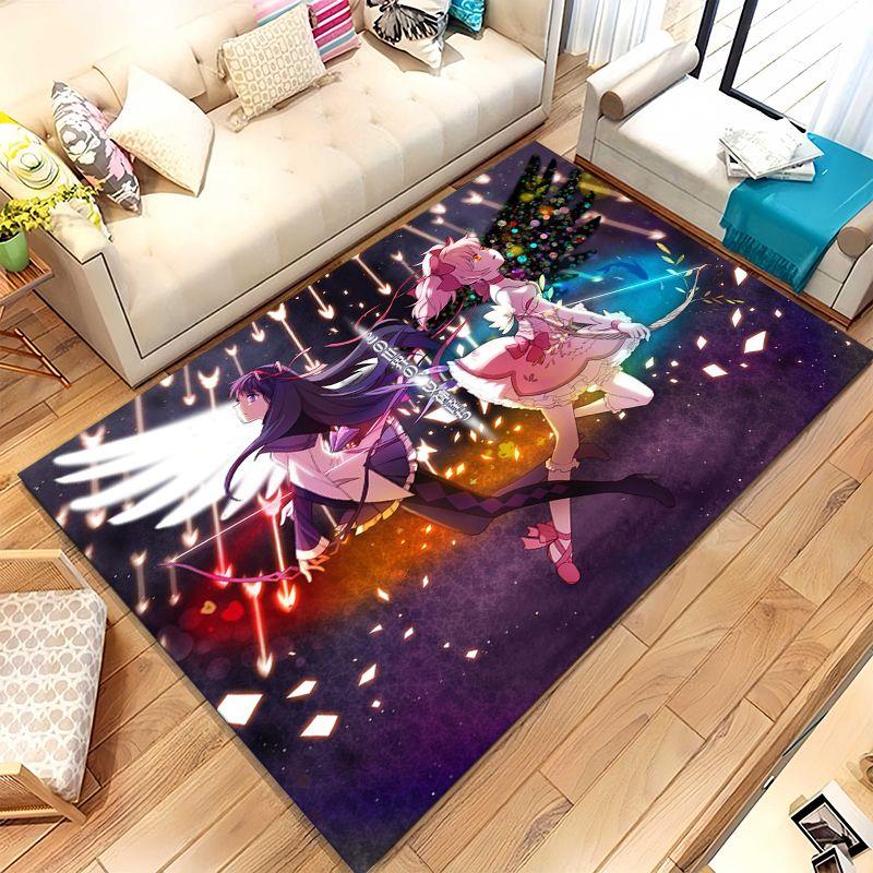 Cute Puella Magi Madoka Magica Cartoon Living Room Non-Slip Area Rug Soft Carpet for Bedroom Playroom Sofa,Home Decor Doormat