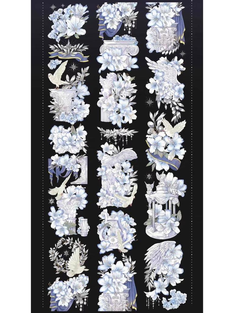 Falling Sunset Tide Washi Tape & Stickers for Journals: Flowing Hemp Ancient Style