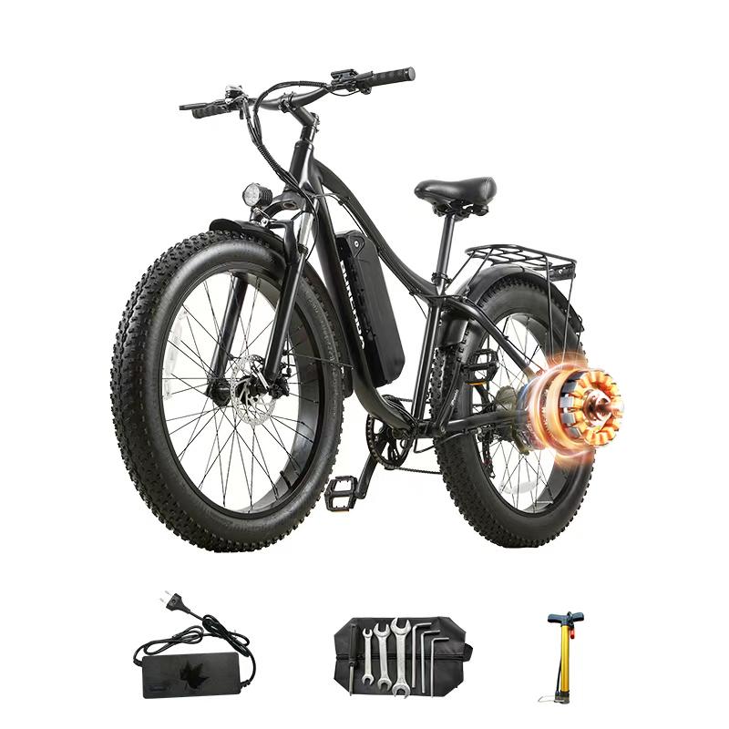 BURCHDA RX02 1500W 80 KM 26-inch Electric Mountain Bike 48V15AH Lithium Battery Fatbike Electric Bike for Adults Motorcycle