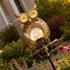 Solar Owl Garden Light, Outdoor Metal Owl Solar Light with Stake, LED Warm Glow Pathway Light for Backyard Patio Lawn Flower Bed