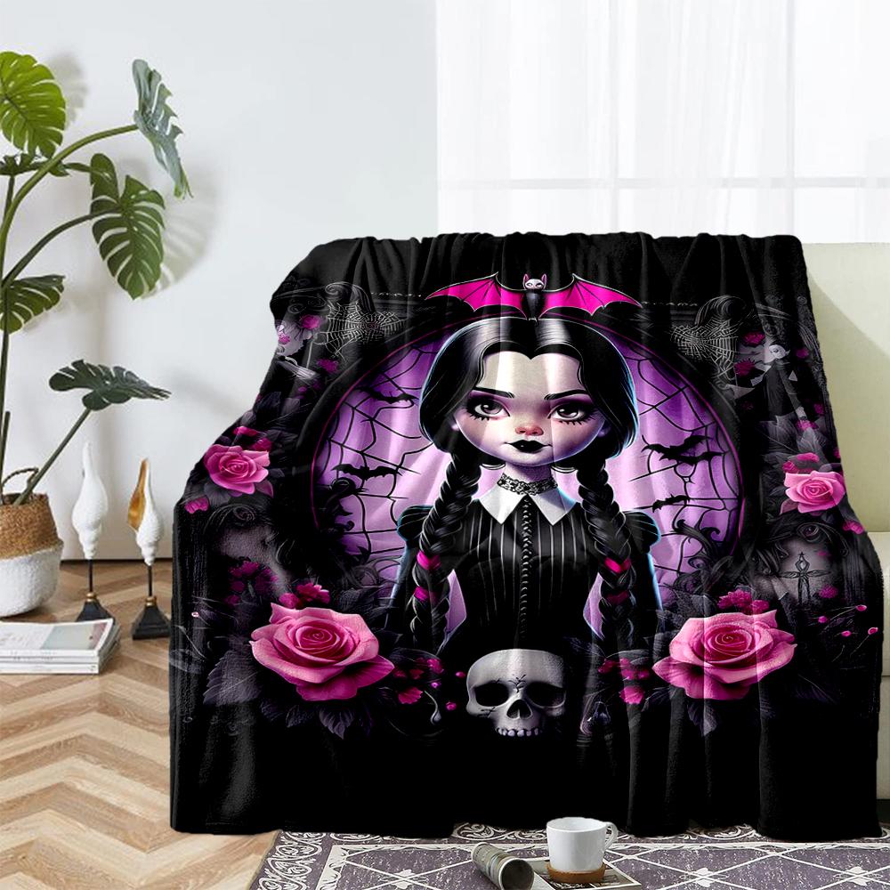 Wednesday Theme Printed Blanket - Perfect for Couch, Bed, Travel & Outdoor Use | Machine Washable, Cozy & Durable.
