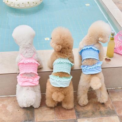 Pet Spring Swimsuit Cat One-piece Camisole Dress Dog Vest Swimsuit Cat Clothes+swim Cap Dog Dresses for Small Dogs