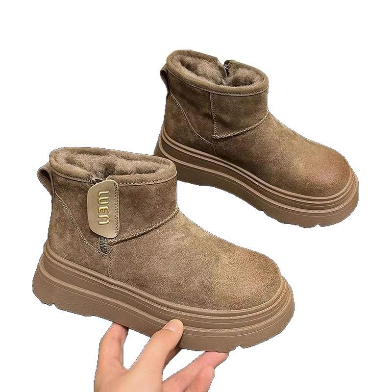 Dámské zimní sněhule nové sametové zateplené outdoorové silné podrážky kožešinové integrované teplé bavlněné boty dámské