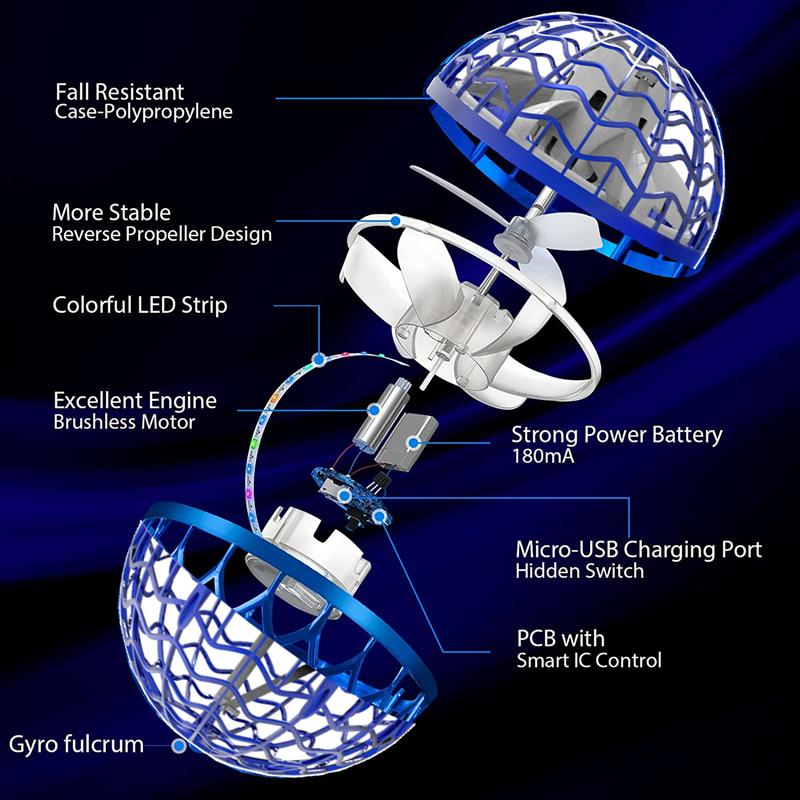 Fly Ball Hover Ball LED Light Rotating Fly Ball Toy Flying Drone Ball  Indoor And Outdoor Children's Gift