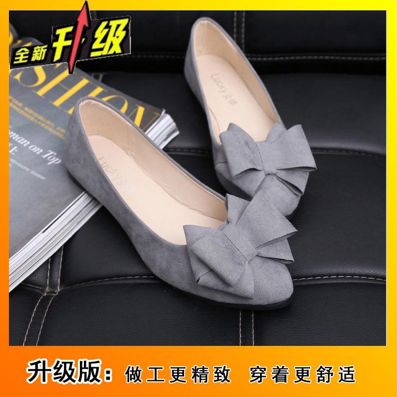 Flat-bottomed Versatile Doudou Shoes 2025 Spring New Bow Internet Celebrity Pointed Head Shallow Mouth Single Shoes Women