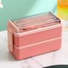 ZISHI Simple 2-Layer 304 Stainless Steel Microwaveable Lunch Box with Soup Bowl