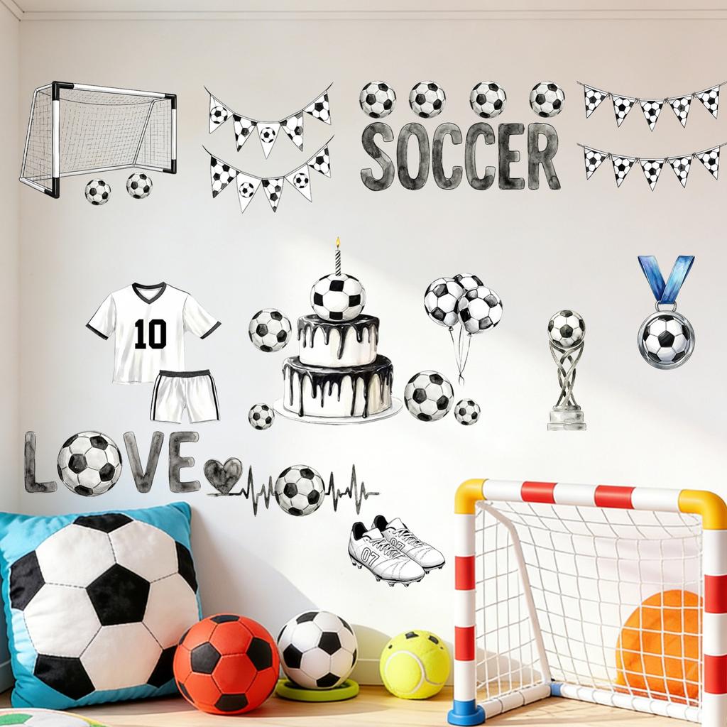 Soccer Theme Wall Decal For Bedroom Living Room Sports Home Wall Decoration
