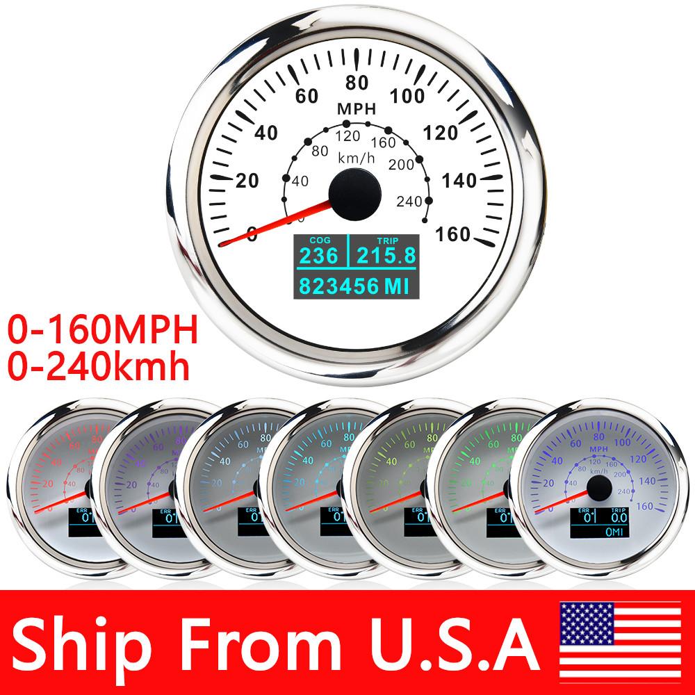 Wasserdichter 85-mm-GPS-Tachometer, 7 Farben, LED-Hintergrundbeleuchtung, Kilometerzähler, Fahrt, ODO COG für Marine, Boot, Auto, Motorrad
