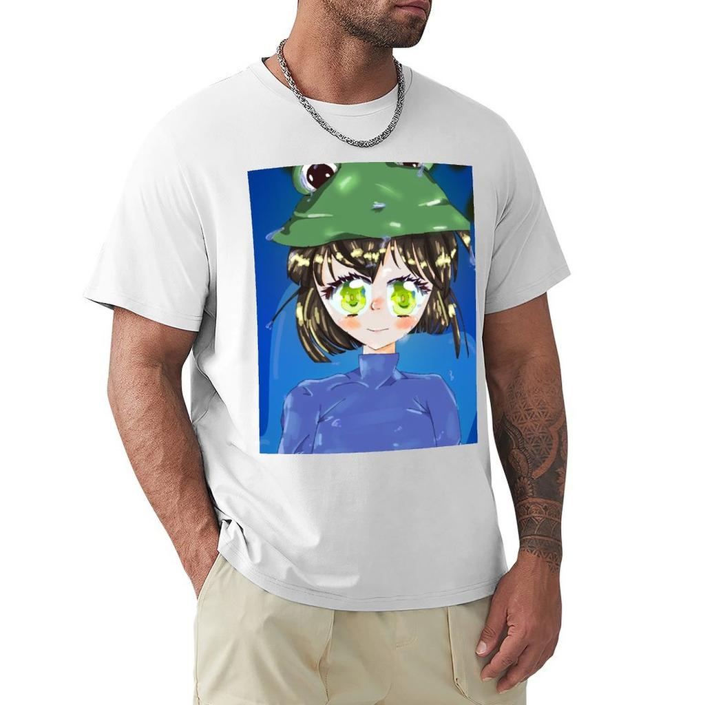 Girl With Frog Hat Tshirt Trendy Print Short Sleeve Tshirt