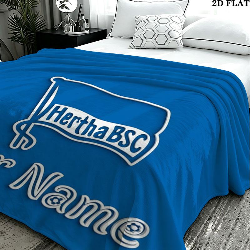 1PC Hertha BSC Custom Name Patterned Flannel Blanket Suitable For All Seasons for Home Decor Warmth and Comfort Gifts Holiday Present