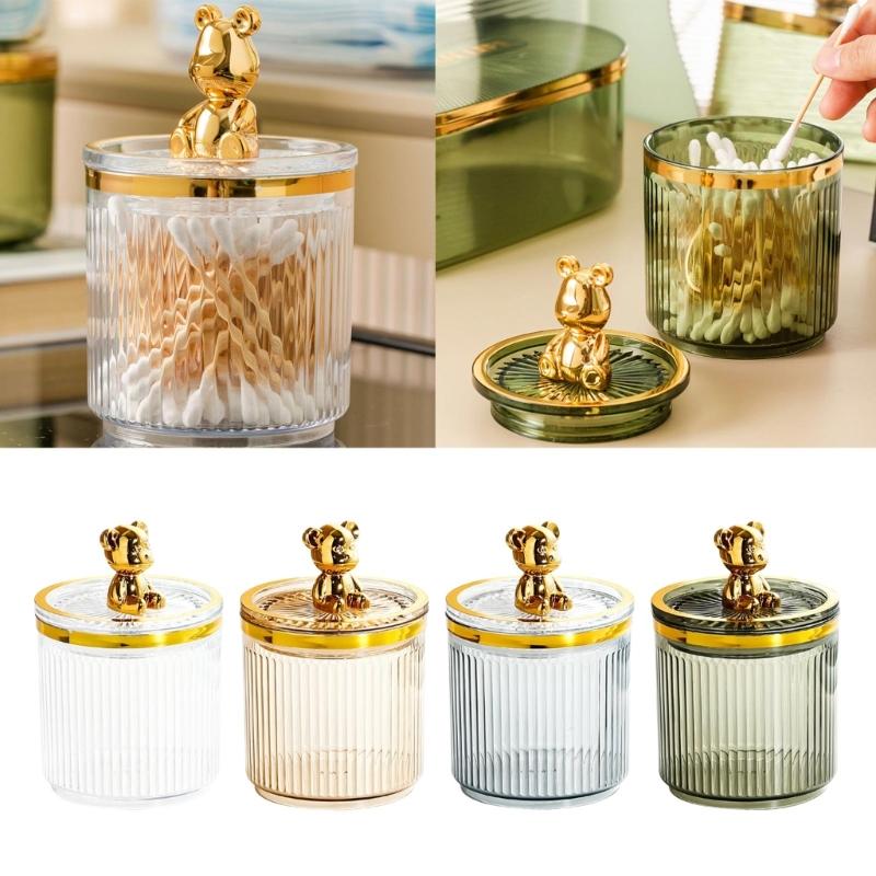 Luxury Bear Cotton Pad Organizer Bathroom Storage Box for Cotton Swabs Toothpick Cosmetics Jewelry Makeup Container Box