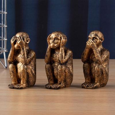 Resina Tre Scimmie Saggi Statuette Non Sentire Non Parlare Feng Shui Ornamenti Non Vedere Design Creativo Scimmia Ornamenti