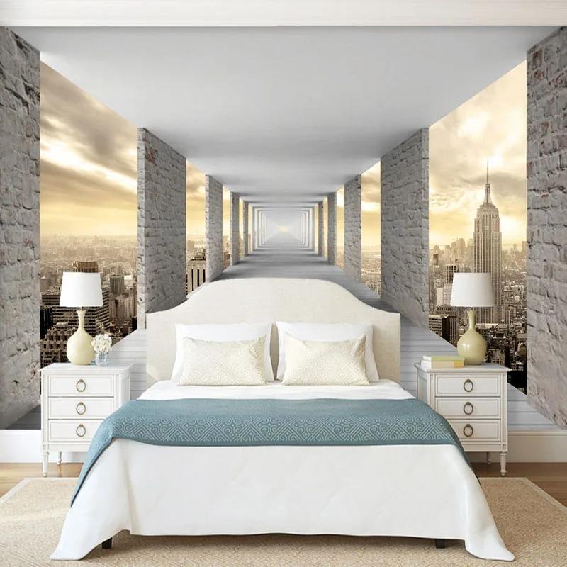 Modern Simple Mural Wallpaper 3D Stereo Geometry City Building Photo Wall Paper Personality Creative Living Room Bedroom Fresco