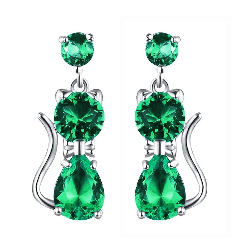 Huitan Romantic 9 Colors Cat Earrings for Women Inlaid Brilliant Cubic Zirconia Statement Girl Earrings Daily Wear Party Jewelry