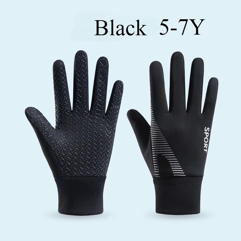 5-13Y Children's Gloves Autumn Winter Thick Velvet Outdoor Training Playing Snow Skating Cycling Windproof Anti Slip Warm Hands