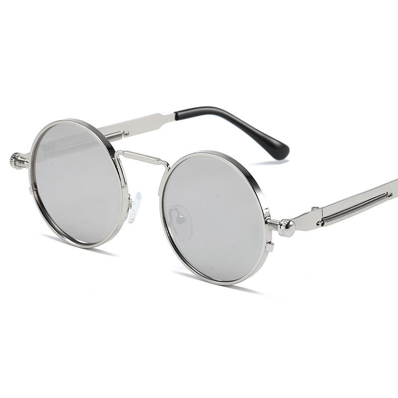 Punk Style Sunglasses, Retro Spring Metal Glasses Legs Personalized Sunglasses Women'S Reflective Sunglasses 8478