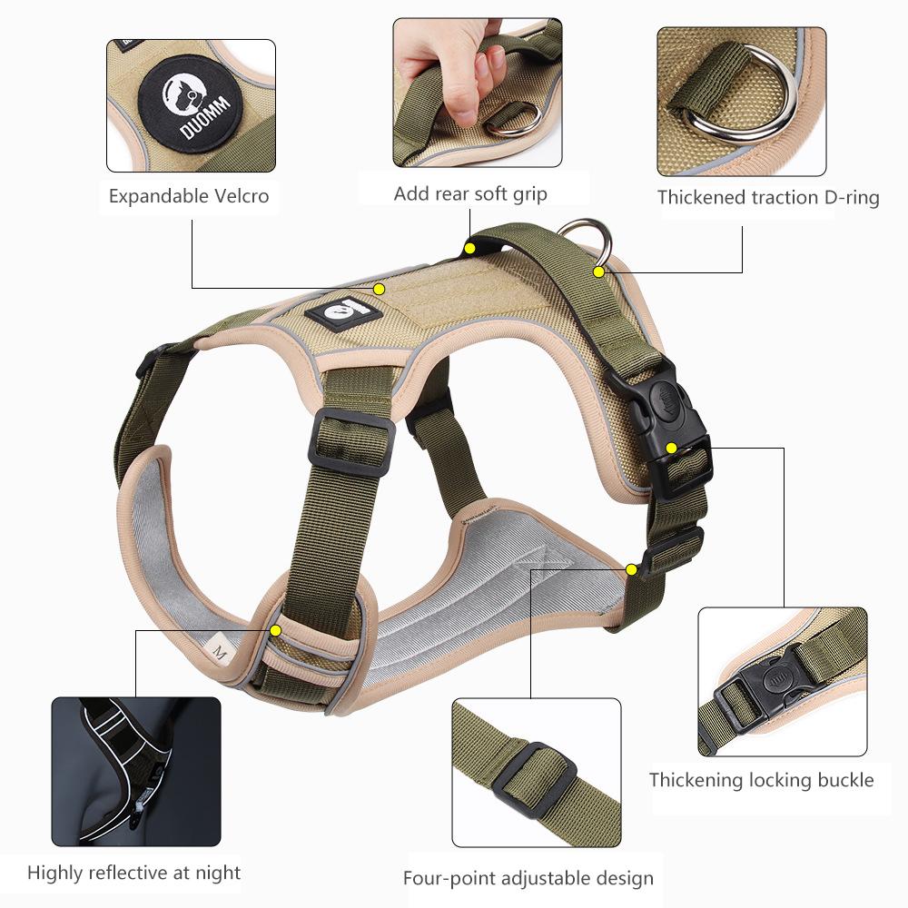 Dog Harness Vest Walking and Training Pet  Rope Harness and Leash Set Adjustable Dogs Collar Harness No Pull for French Bulldog