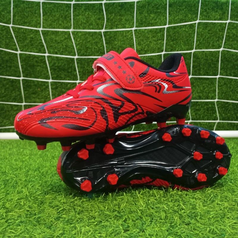 Детские футбольные бутсы для старших верх Т резиновая подошва водонепроницаемые застежка на липучке закрытый длинный шип размер 30