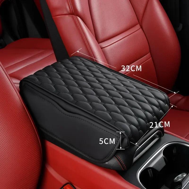 Car Armrest Mat Center Console Memory Foam Vehicle Arm Rest Box Pads PU Leather Arm Rest Protection Cushion Storage Pocket