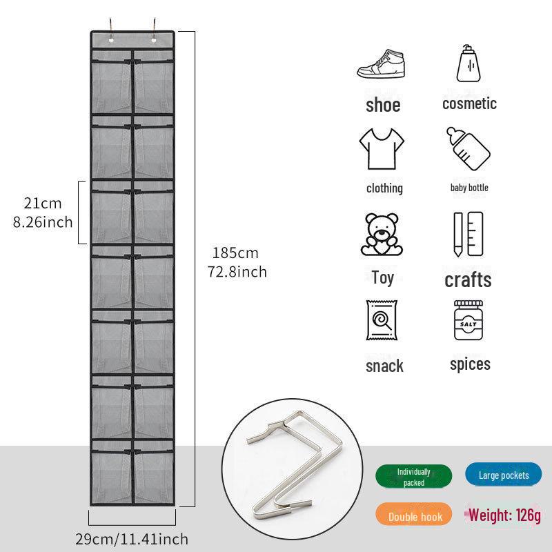 New 24-Compartment Fine Mesh Hanging Shoe Storage Bag with Reinforced Hooks