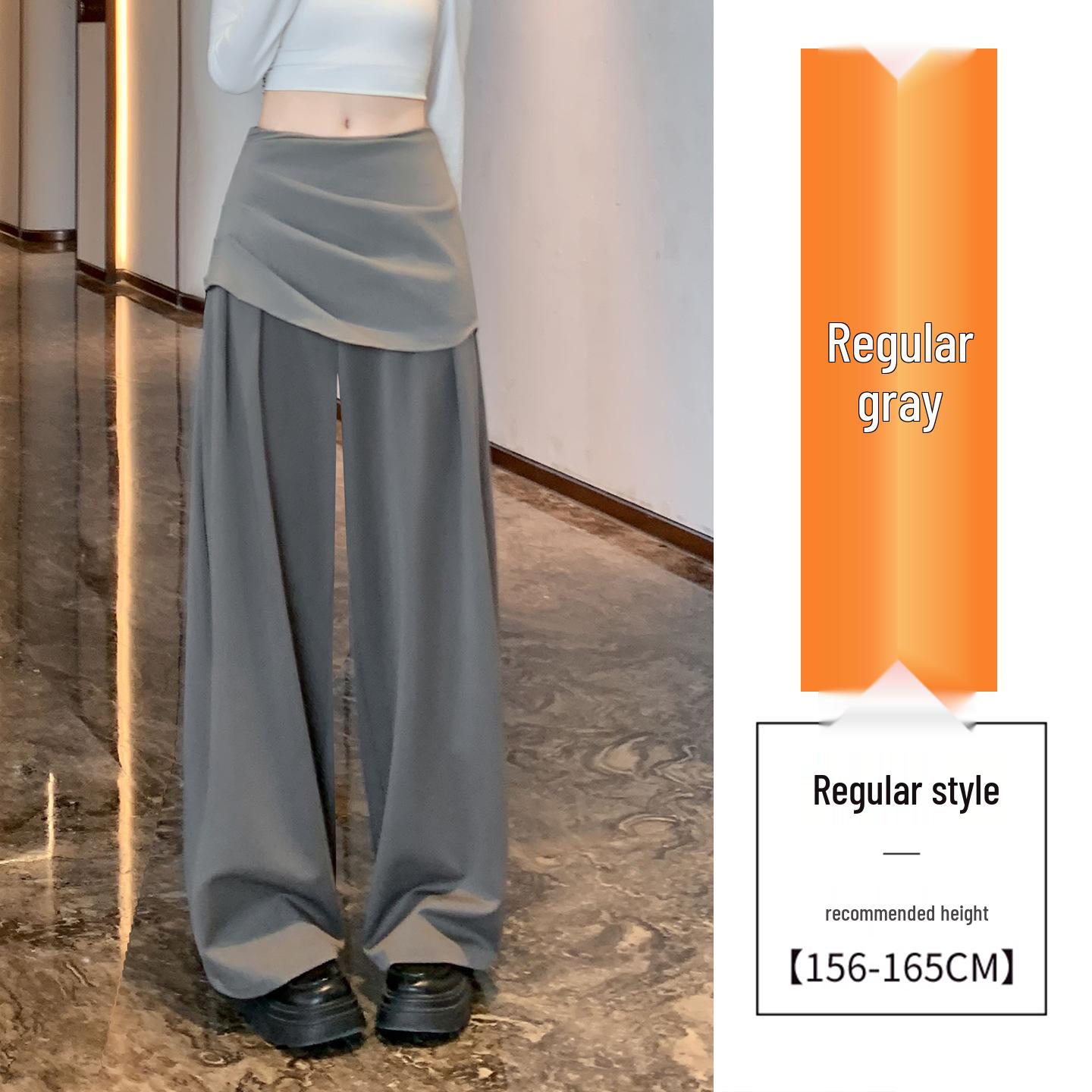 Women s Spring/Summer Design-Conscious Loose Pleated Crotch Banana Pants - Slimming, Straight Wide Leg Long Pants S