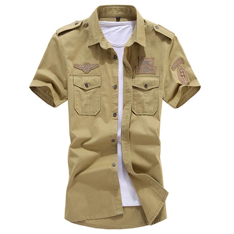 2018 Men's Outdoor Workwear Pure Cotton Epaulet Short Sleeve Shirt