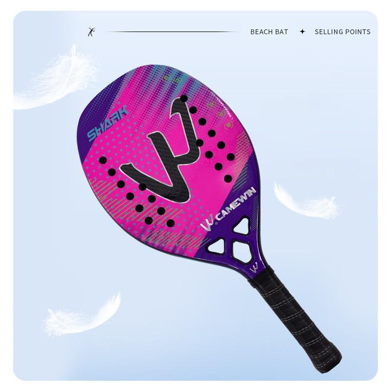 Carbon Fiber Beach Tennis Racket 3K Amateur Advanced Players Lightweight G4 Grip Red Gray Colors
