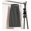 Dunkelgrauer High-Waist-Midirock für Damen Asymmetrisches Wickeldesign Bürorock