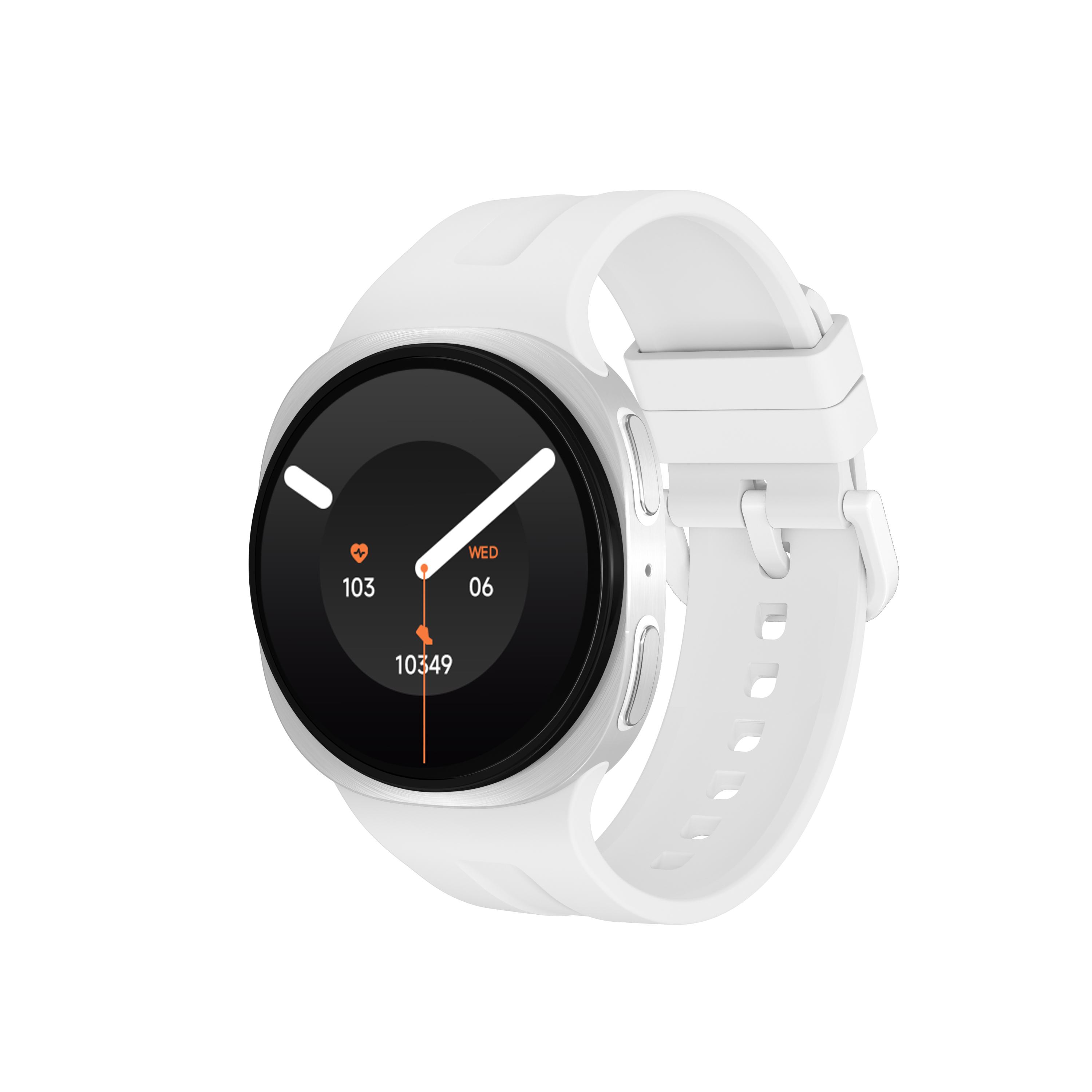 NFC Smartwatch für Herren Damen 1,29'' AMOLED HD-Bildschirm Herzfrequenz Blutdruckmessung Bluetooth-Anruf Smartwatch AOD weiß