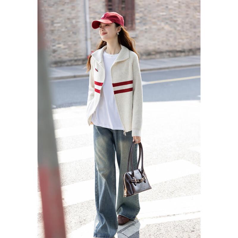 Mocana Striped Double-Zipper Knit Sweater