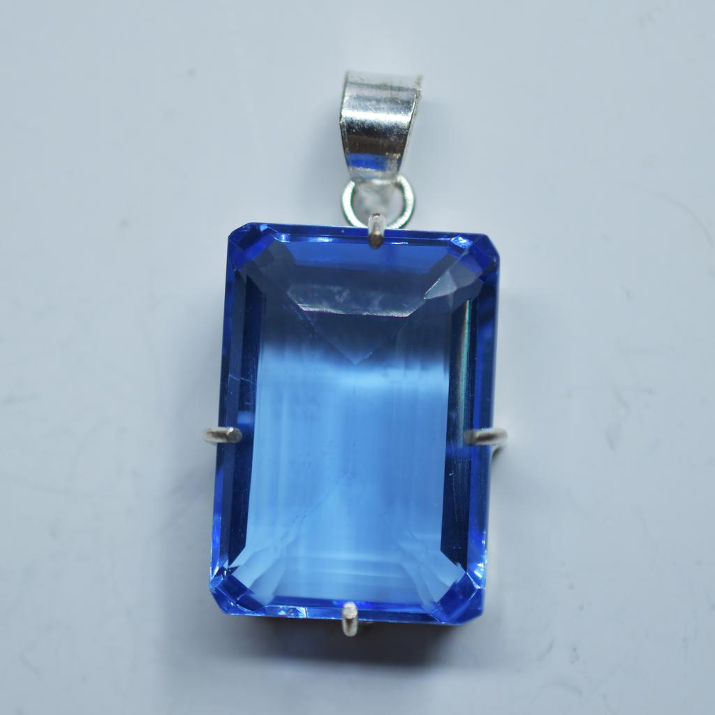 Topaz Albastru Natural 88 Ct Pandantiv Argint Sterling 925 Piatră Prețioasă Certificată Pentru Cadou My -367-k