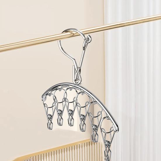 Clothes Drying Rack with Clip Strong Clamps No Rust Dryer Durable Stainless Steel Hanger for Socks And Underwear