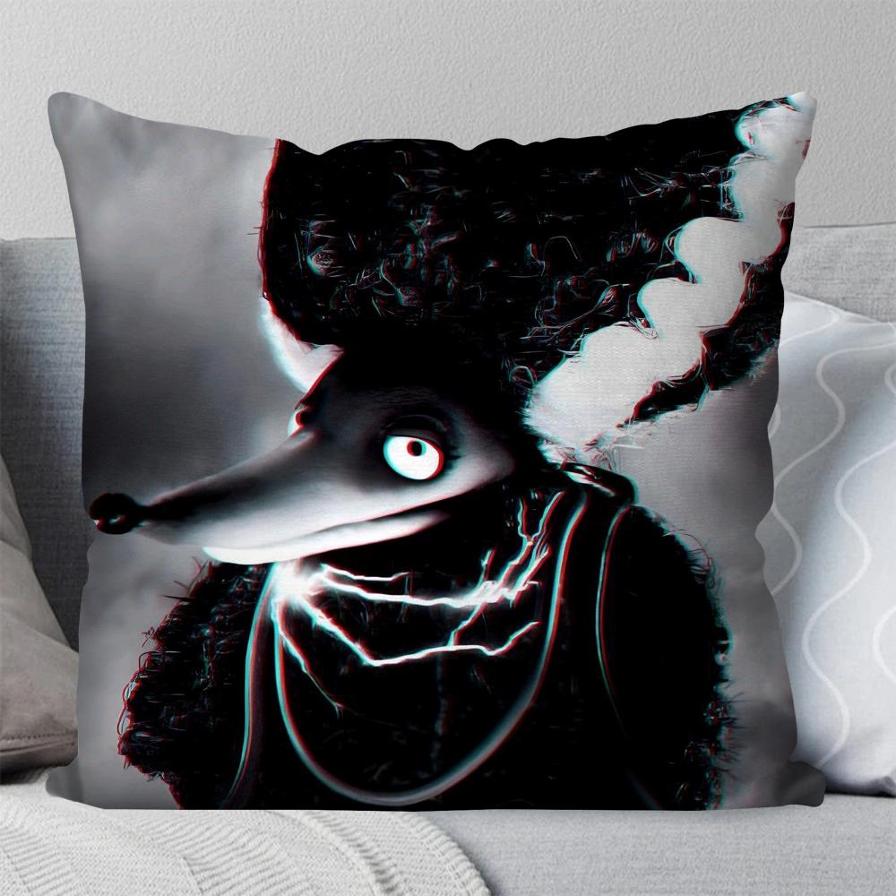 3D Black And White Fantasy Movie F-Frankeweenie Pillow Case Square Pillow Bedroom Sofa Leisure Living Room Home Decoration 40X40