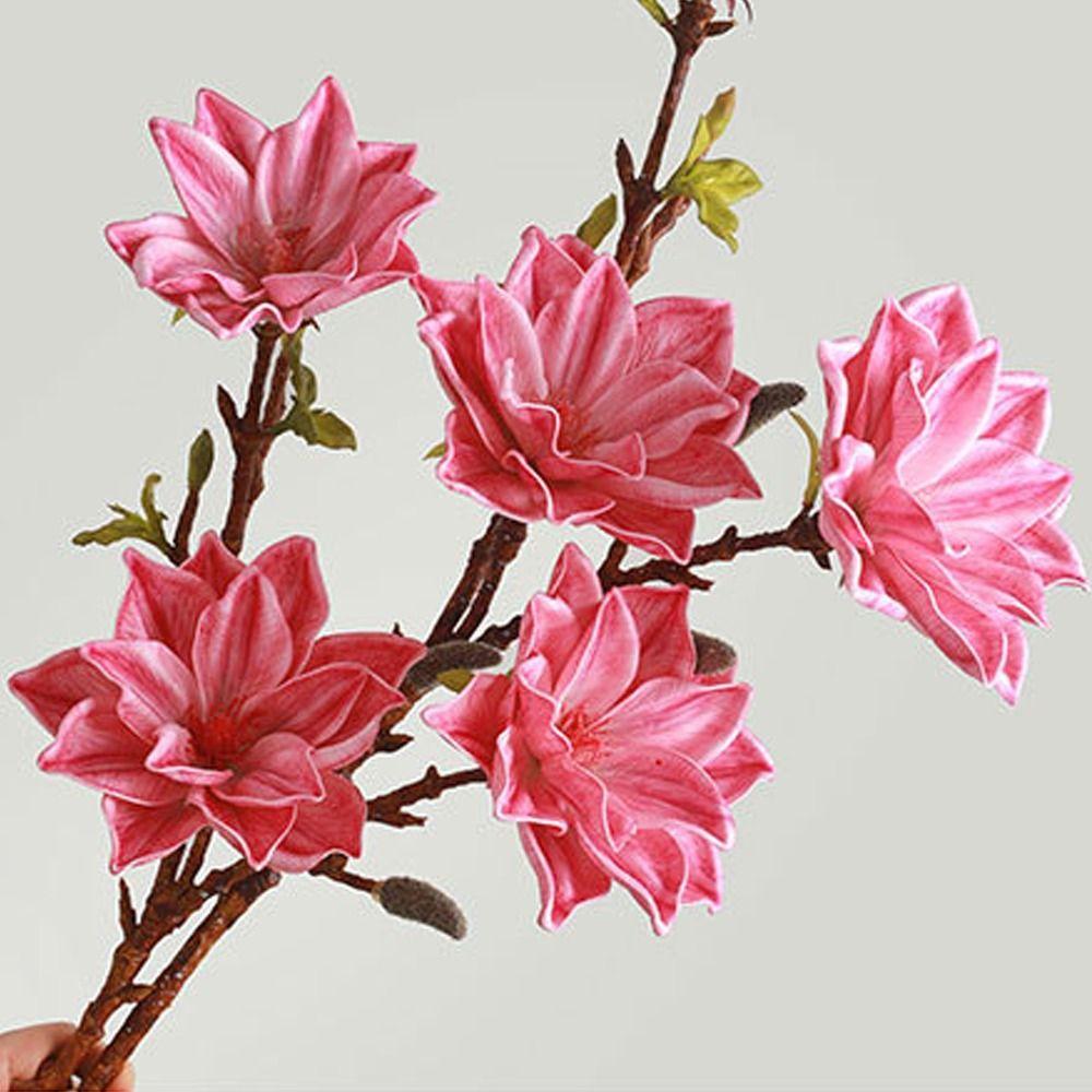 Real Touch Artificial Magnolia Branch 3 Heads Artificial Orchid Flowers Fake Flower  Wedding Decor