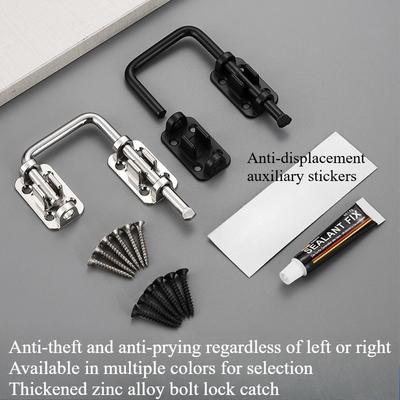 1SET Non-punching Latch Door Bolt 90 Degree Door Buckle Sliding Door Latch Anti-theft Lock Sliding Door Lock Zinc Alloy Buckle