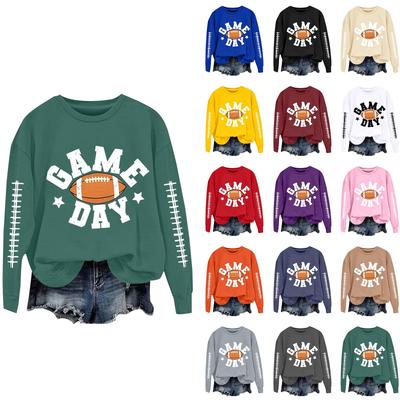 Women's Fashionable And Casual Long Sleeved Printed Round Neck Sportswear Pullover, Slim Fit T-shirt Top