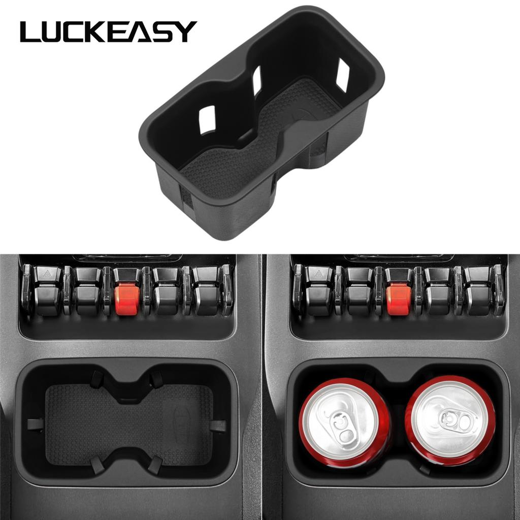 LUCKEASY for BYD Shark 6 2025+Center Console Cup Holder Shock-Absorbing Storage Tray TPE Car Accessories Black