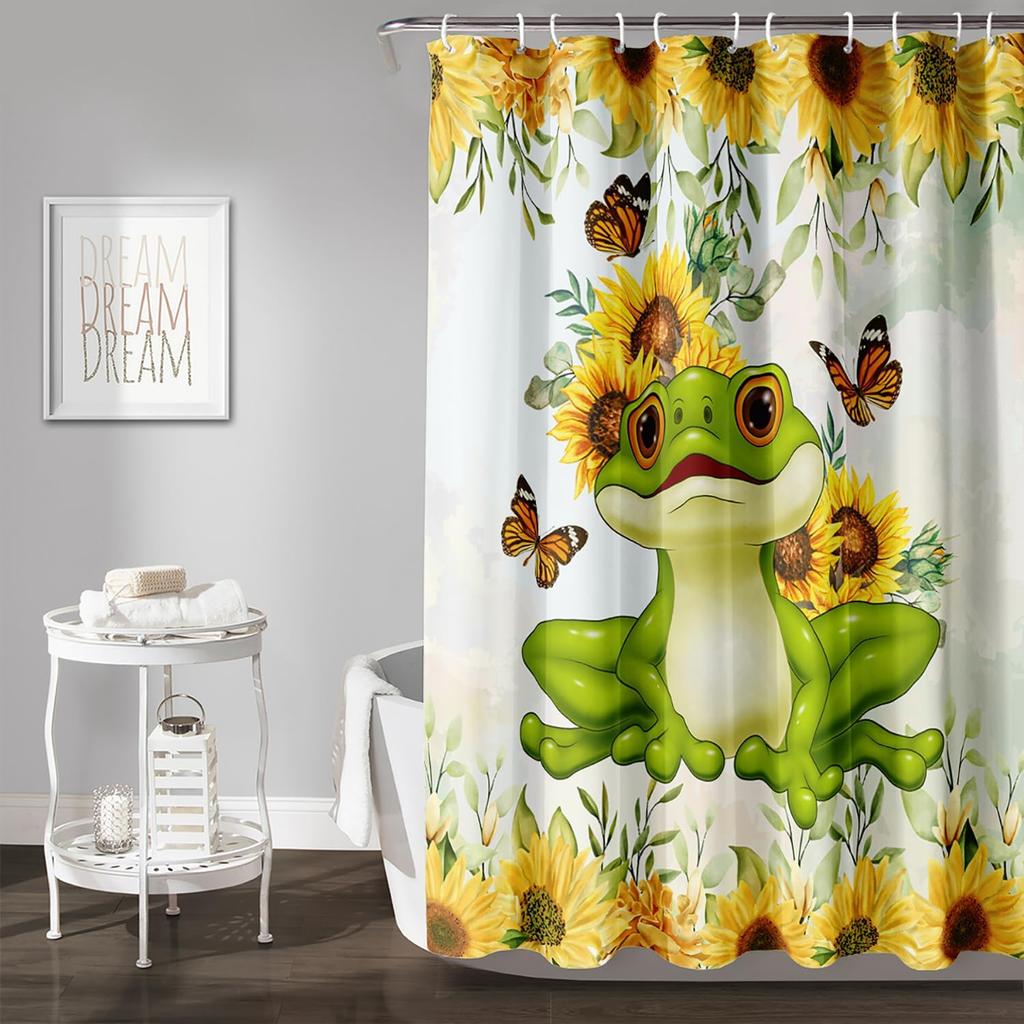 Cute Cat Cartoon Pet Cat Kitten Bathroom Curtain,Cat Paw Print Cat Lover Bath Curtain Polyester Waterproof Bathroom Curtain Wi