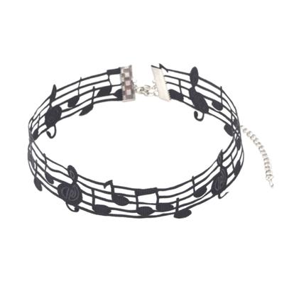 Collana corta nera fatta a mano con design unico a nota musicale Gioielli da donna per donne alla moda e amanti della musica