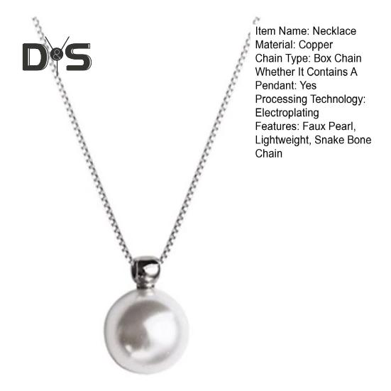 Women Necklace Faux Pearl Pendant Copper Snake Bone Chain Party Wedding Prom Clavicle Necklace Neck Jewelry