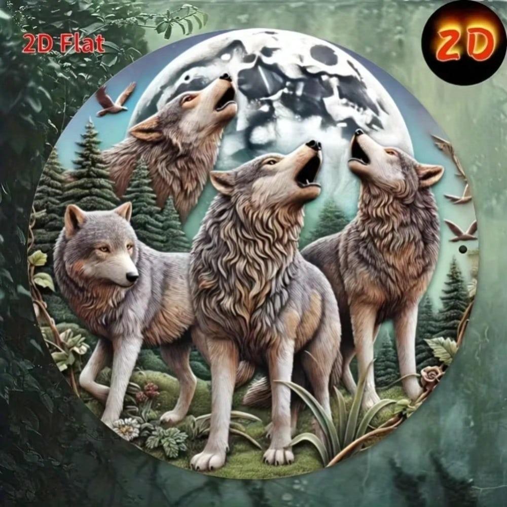 Vintage Wolf Metal Tin Sign Retro Wall Art for Home Bar Cafe Decor