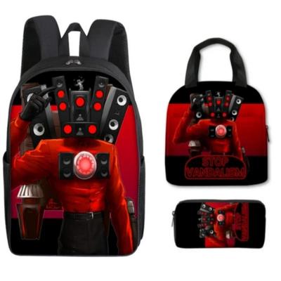 3PCS Mochilas de banheiro Mochilas de estudante Bolsas de almoço infantis Bolsas de lápis Mochilas de desenho animado Ombros