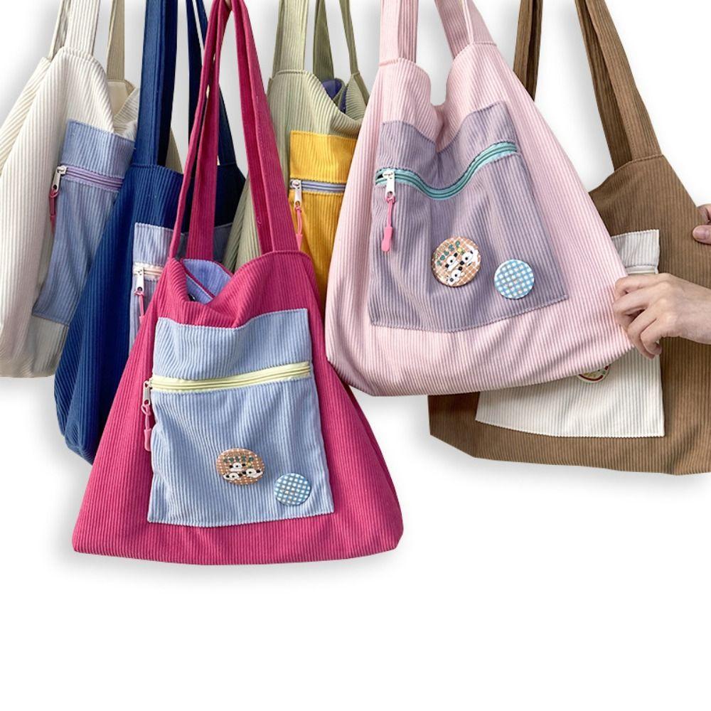 

Polyester Shoulder Bags Corduroy Handbags Vintage Handbag Female