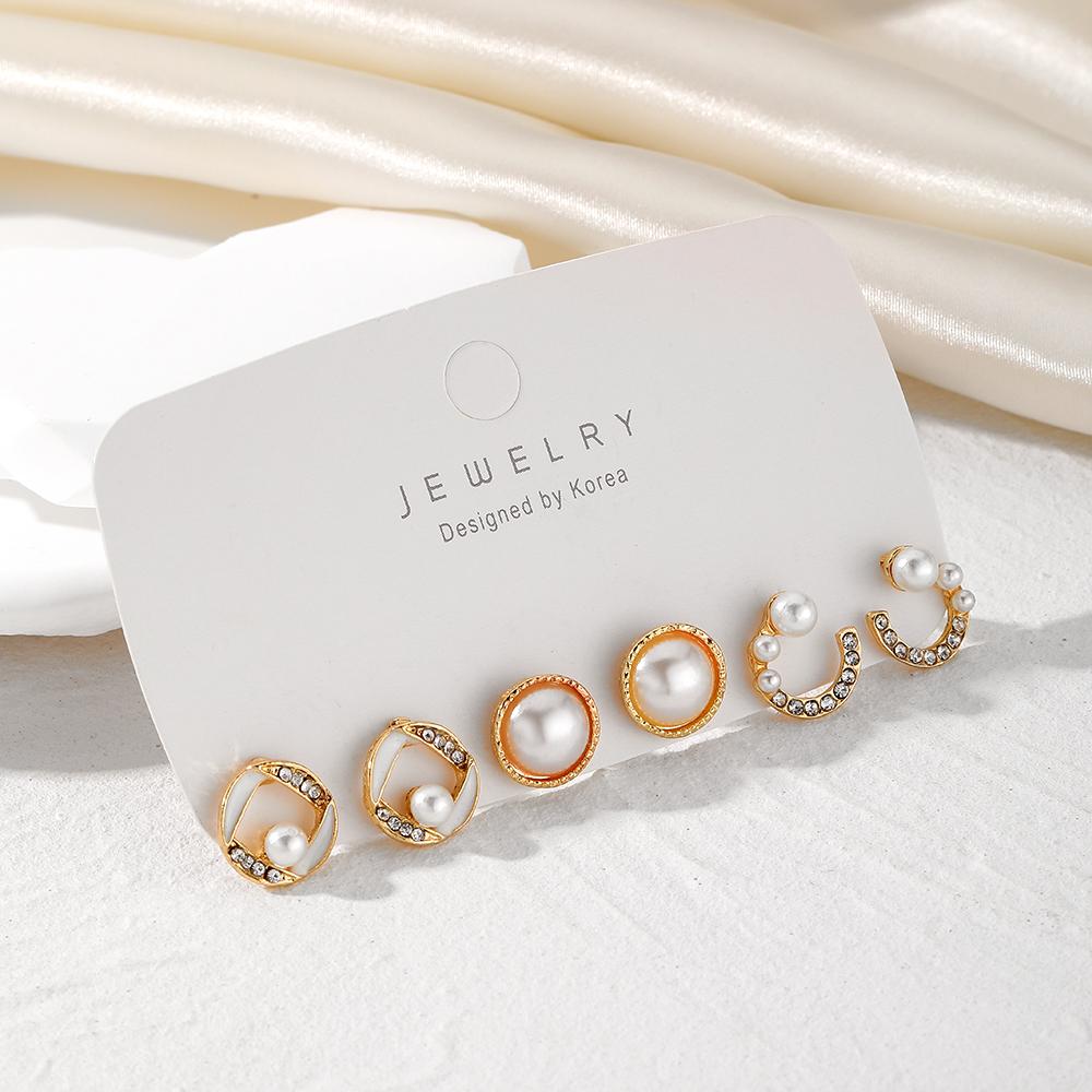 2023 Perlenkarten-Set mit 3 Ohrringen, luxuriöses Perlen-Diamant-Ohrring-Set, modisches Damen-Elegantes Set mit 6 Mädchen-Geburtstagsparty-Geschenken, hundert passende Schmuckstücke